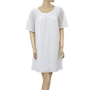 Urban Outfitters Solid Tunic Dress Cotton White Round Neck Summer S/M New